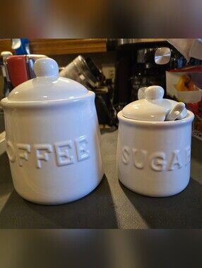 Kovot White Ceramic Coffee and Sugar Canister Set